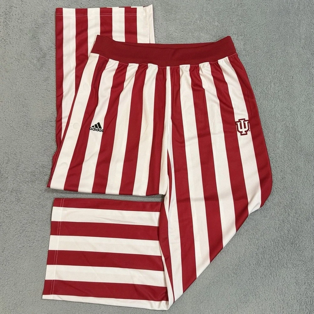 2013 Adidas Indiana University IU Mens L Candy Striped Tearaway Basketball Pants